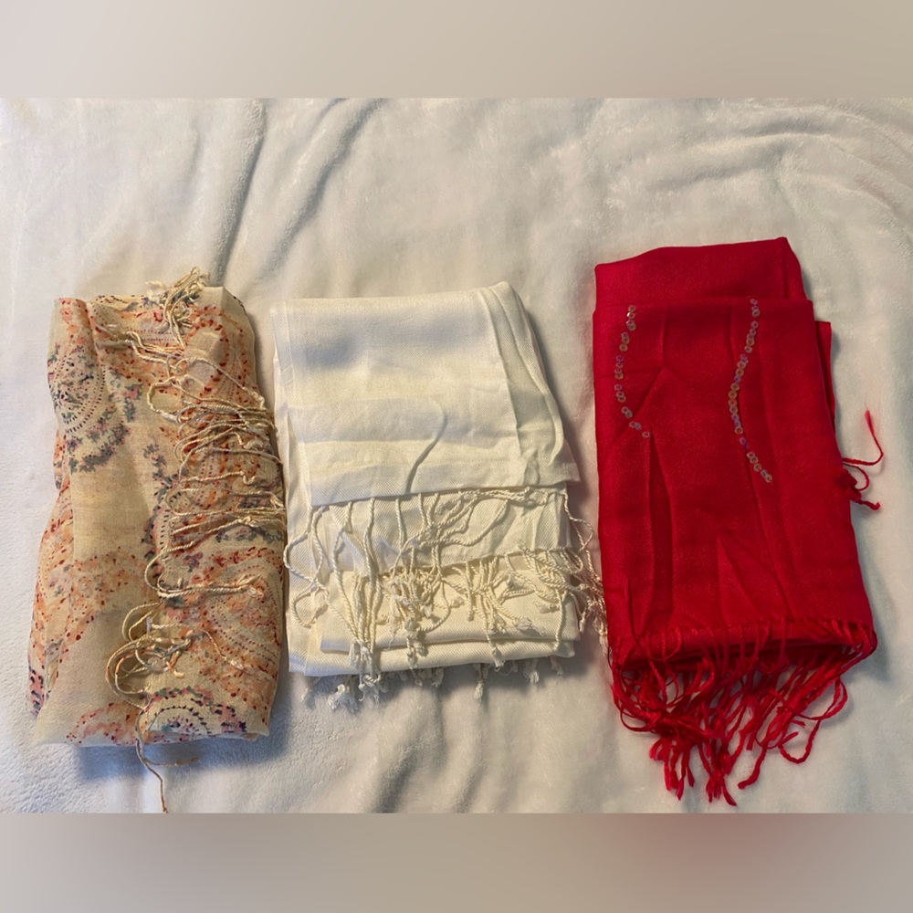 Lot of 3 womens cover up wraps shals scarf